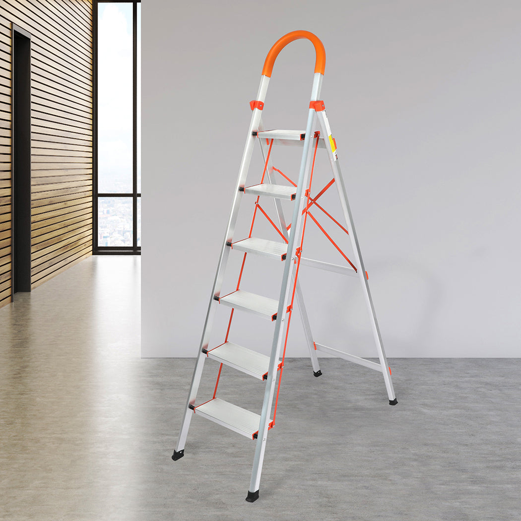 Traderight 6 Step Ladder Folding Aluminium-1864184280054370311