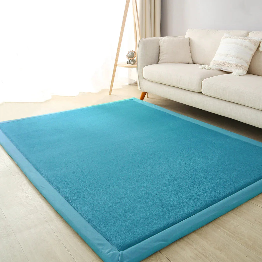 Marlow Coral Velvet Area Rugs Large Mat 150x200cm Blue-2018816778523774983