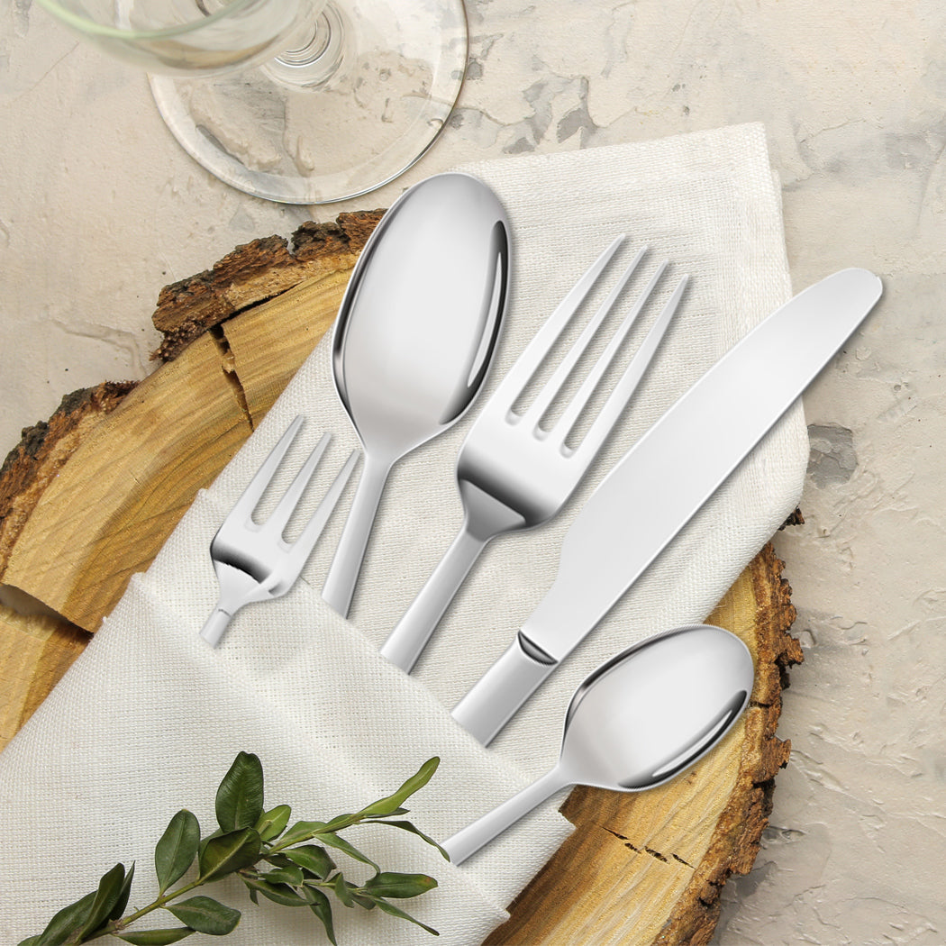 TOQUE Cutlery Set Stainless Steel 30PCS Silver-1864184347595247623
