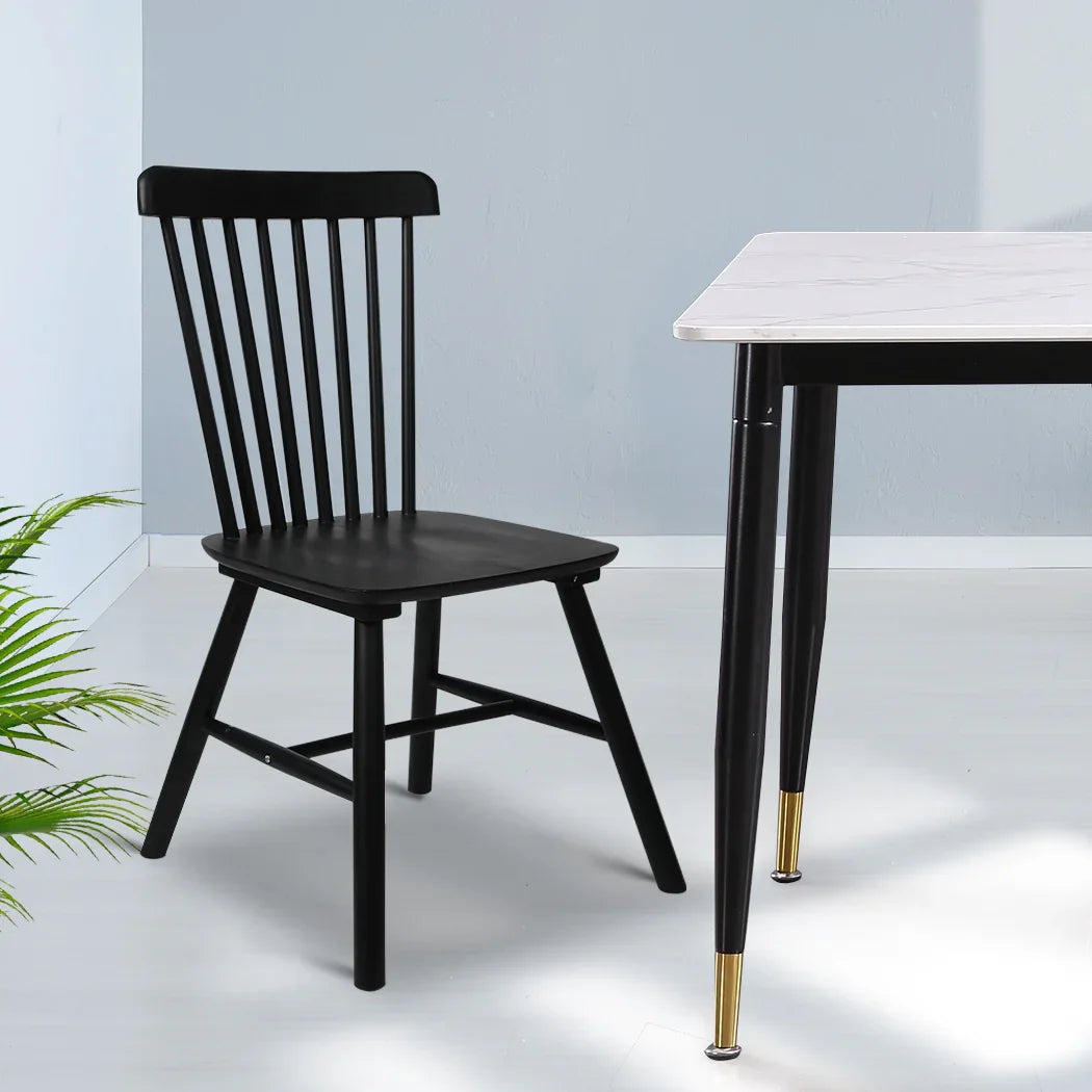 Levede 2x Dining Chairs Kitchen Winsor Black-2018816905514717191