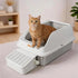 Pawz Stainless Steel Cat Litter Box Big Cats Kitten High Sided Easy Clean White-2050056766686892039