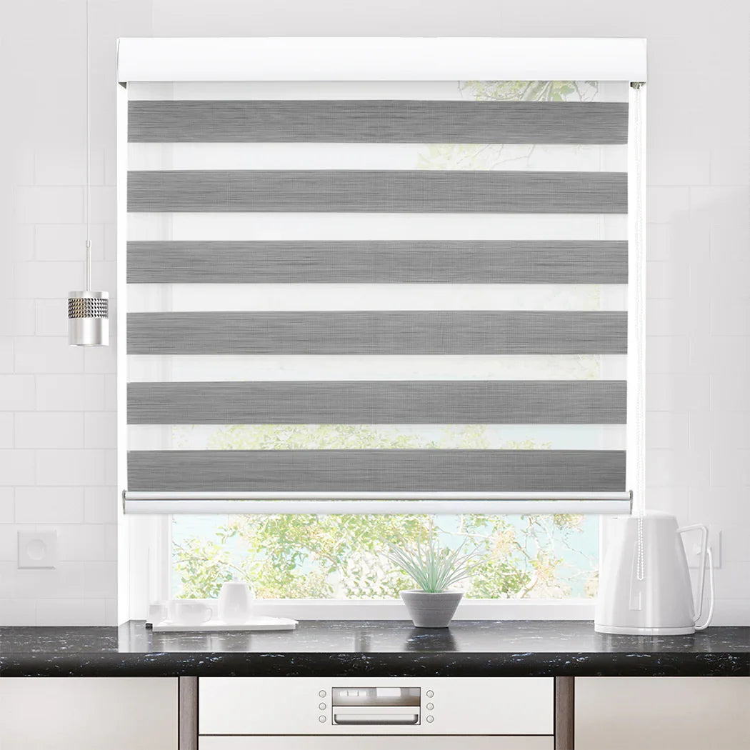 Marlow Blackout Zebra Roller Blind Curtains 180x210 Grey-2018816836891709447