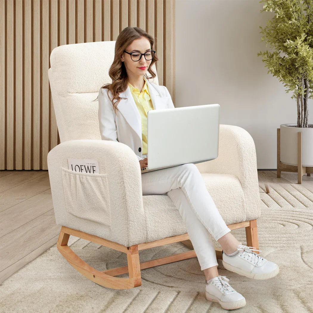 Levede Rocking Chair Ottoman Footrest With Side Pocket-2006732687271923718