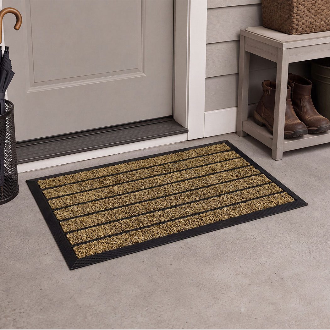Marlow Front Door Mat 45x75cm Heavy Duty Non Slip Grass Scrape Patio Brown-2109799593204715528