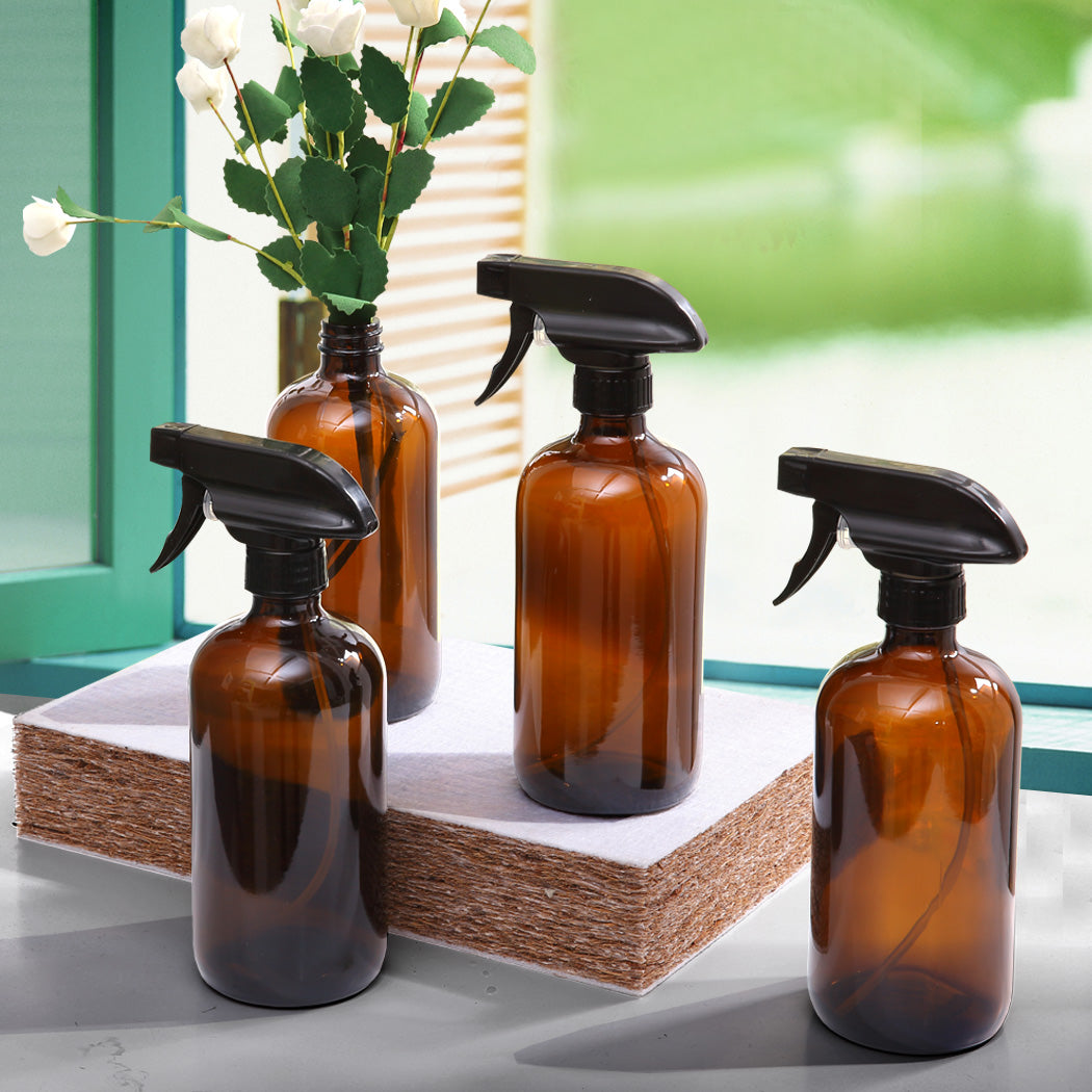 4x 500ml Amber Glass Spray Bottles Trigger-2006733307332661255