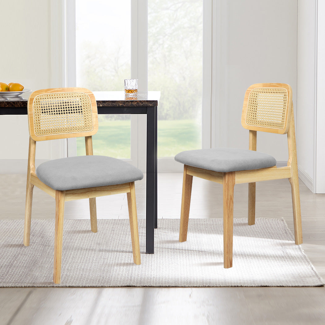 Levede 2x Dining Chair Wood Rattan Armless Natural-1894516800792694791