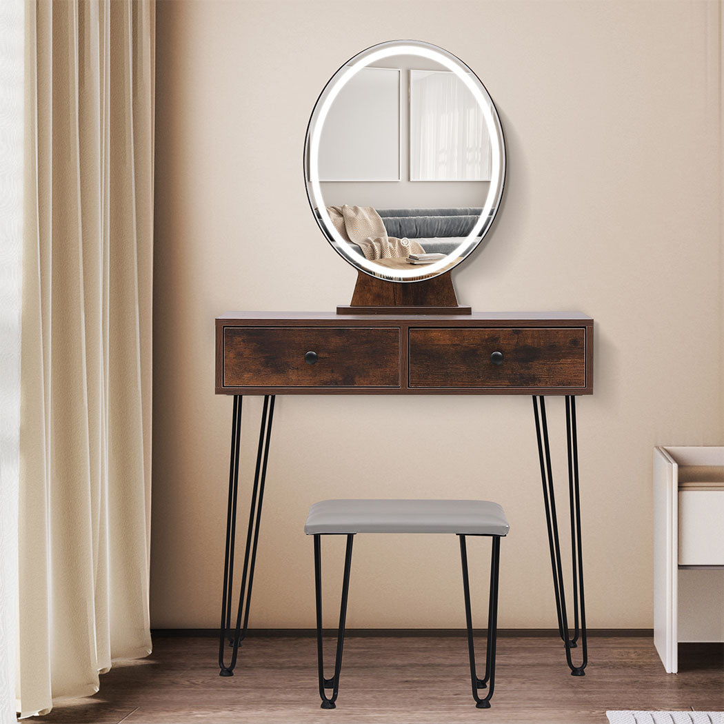 Levede Dressing Table LED Light Strip Brown