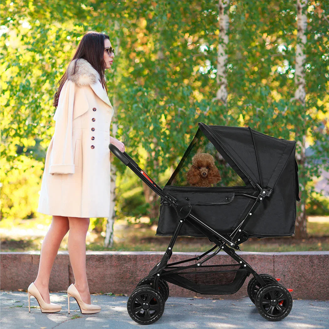 PaWz Pet Stroller Dog Cat Carrier Foldable Black-2006733031766888455