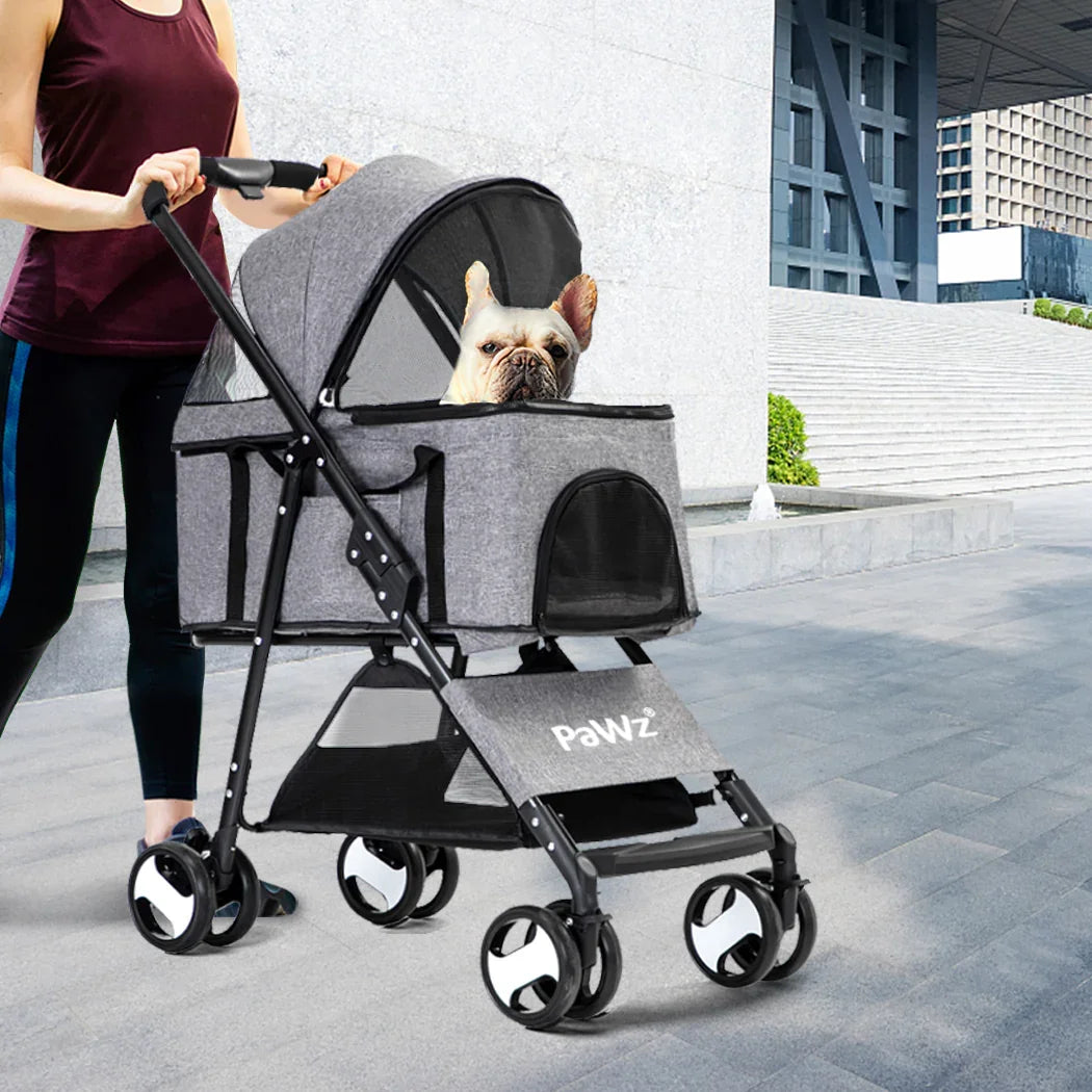 PaWz Large Pet Stroller Dog Cat Travel Grey-2006733031234211847