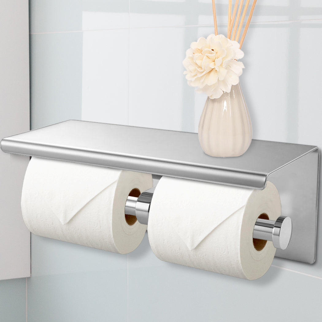 Toilet Paper Holder Double Roll Stainless-2029387261820407814