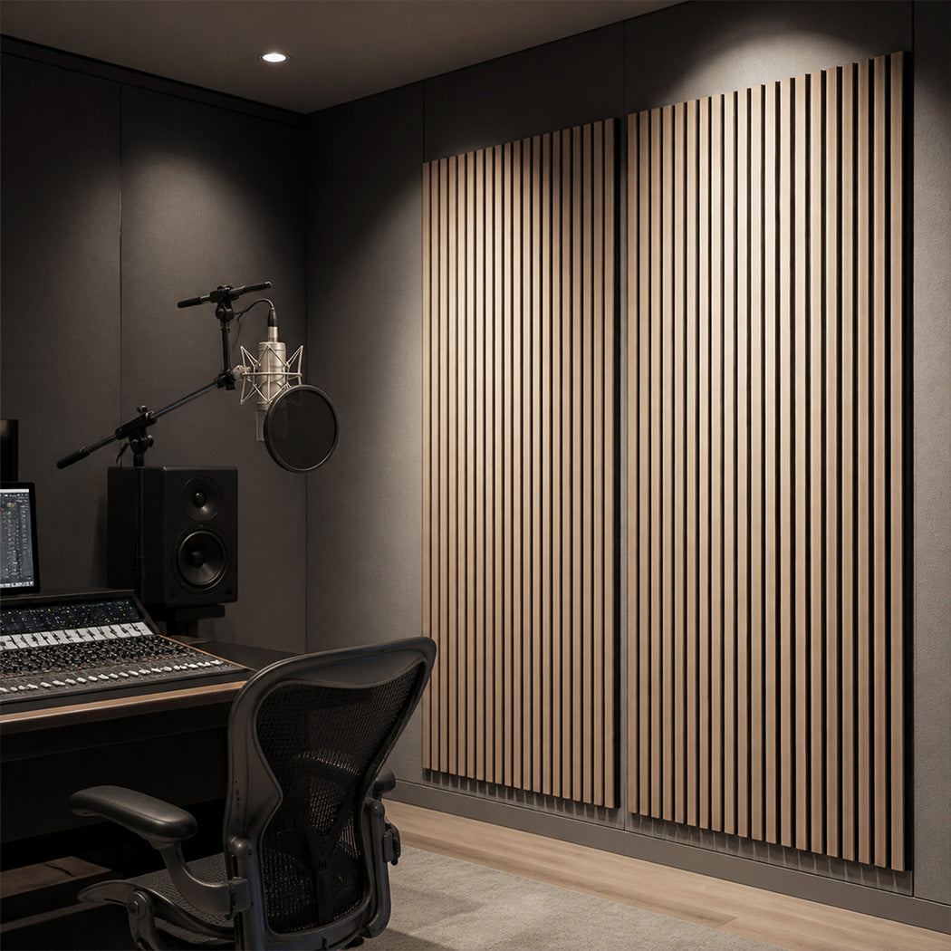 Levede Acoustic Wall Panels 4pc NRC>0.7 120 x 60cm for Interior Wall Decor Oak-2100035037213888519