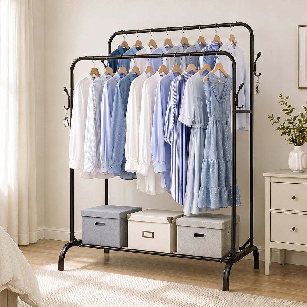 Levede Clothes Rack Heavy Duty Garment Rack Carbon Steel 95kg Black-2100034943404085255