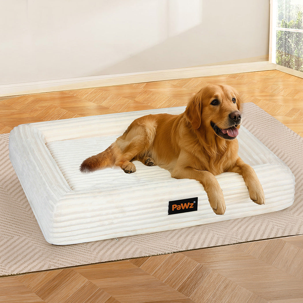 Pawz XXL Size Orthopedic Dog Bed with Corduroy Removable Cover Waterproof Washable Beige-2065254249725562887