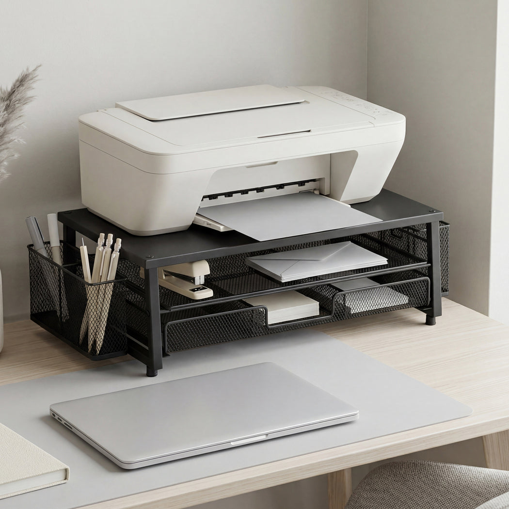 Levede Monitor Stand Riser Metal Computer Desk Organizer Shelf Drawer Pen Holder-2072893559228469255
