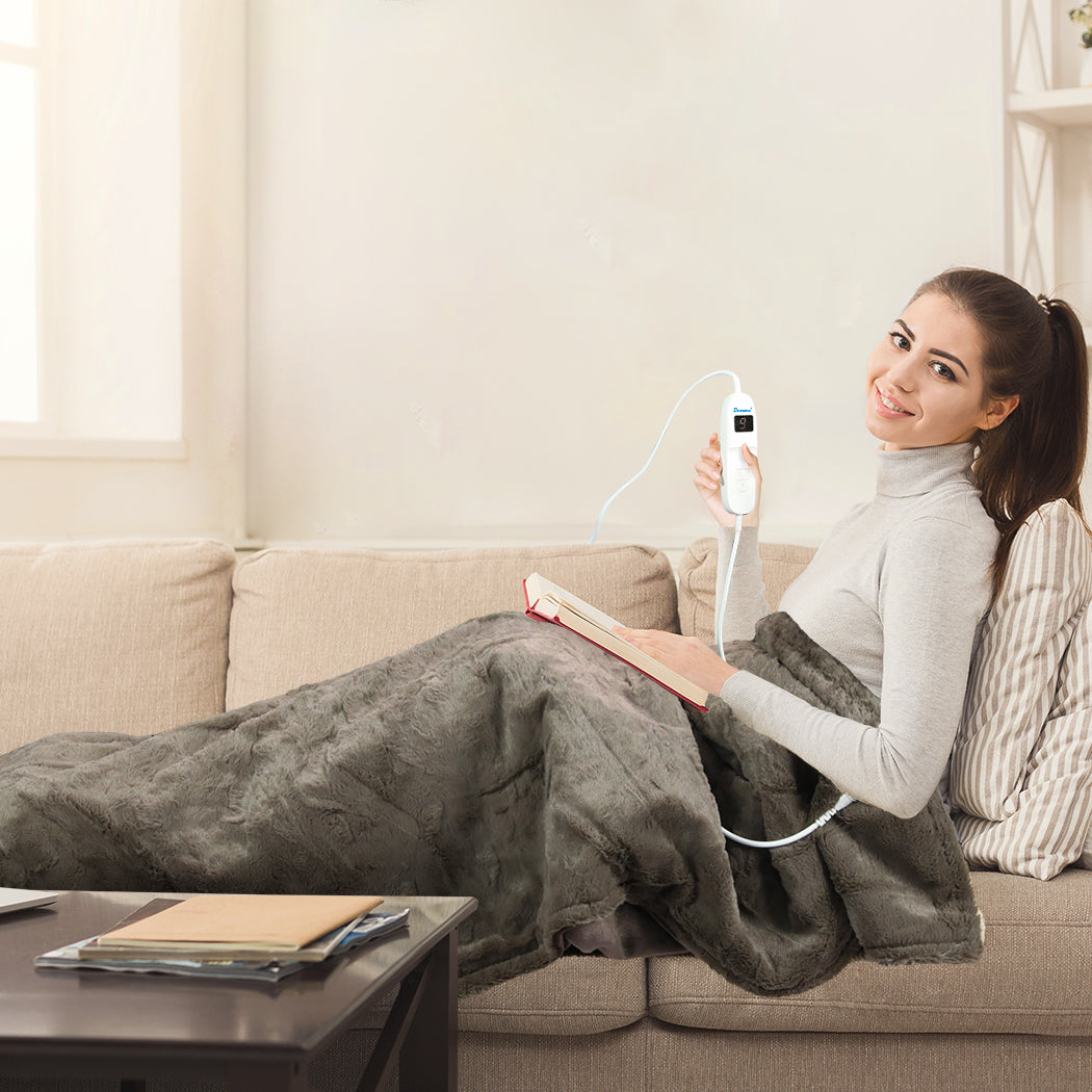 DreamZ Electric Throw Blanket Heated Timer Bedding Washable Warm Winter Plush BR-1864183543832383495