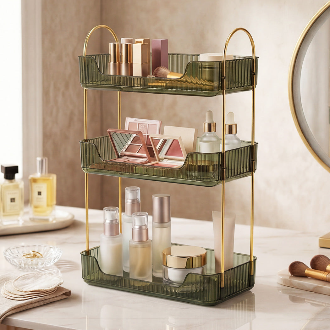 Ilus Makeup Organiser Vanity Countertop Shelf Cosmetic Holder Storage Green-2065254302045310983