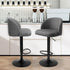 2x Bar Stools Gas Lift PU Leather Footrest Swivel Adjustable Kitchen Grey