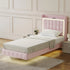 Levede Single Floating Bed Frame LED Headboard USB Pink-2050056739402944519