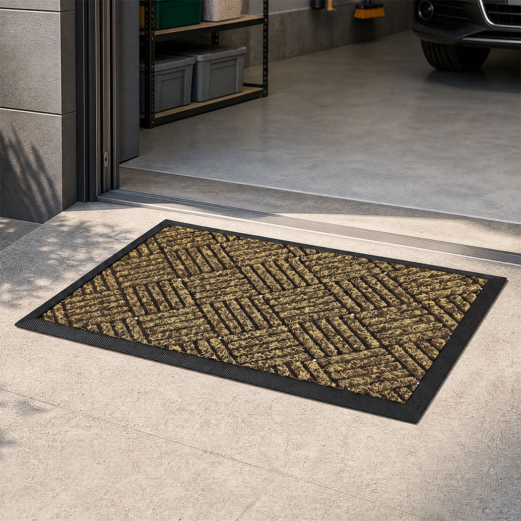 Marlow Front Door Mat 60x90cm Thickened Non Slip Grass Scrape Garden Brown-2109799593305378824