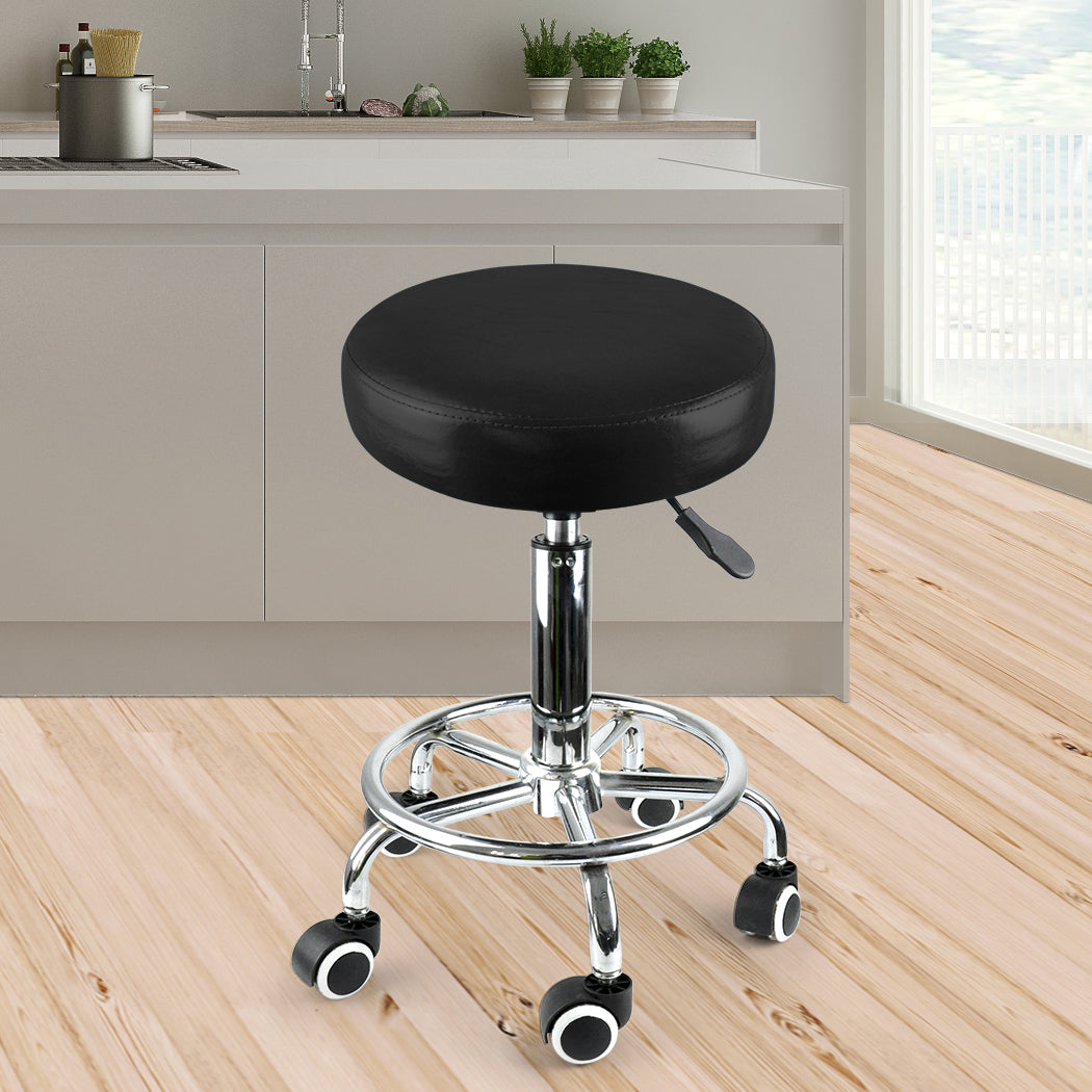 Levede Salon Stool Swivel Bar Stools Black-1864184632707256327