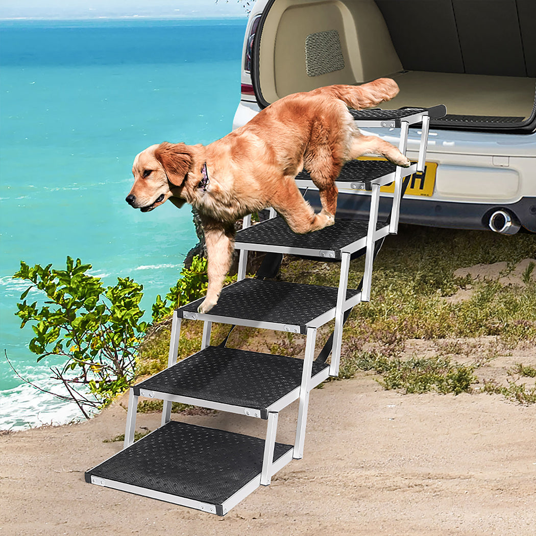 PaWz 6 Steps Dog Ramp Adjustable Height Black-2018816812736712711