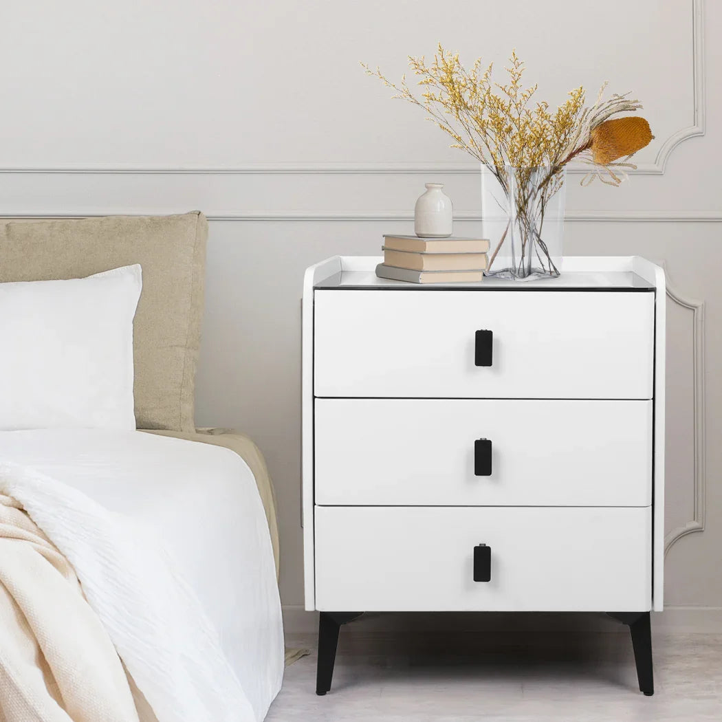 Levede Bedside Table LED Lights Drawers Storage-2006732842519891974