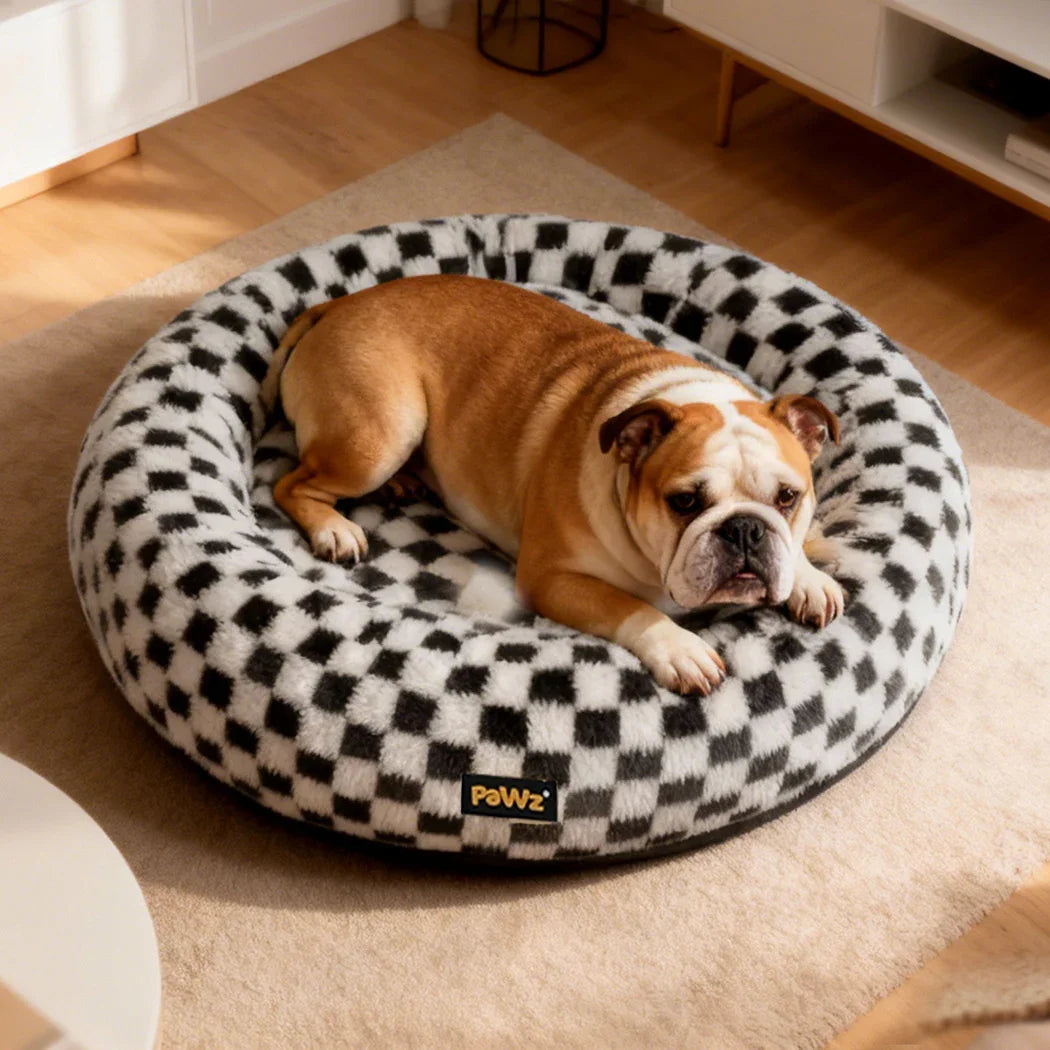 Pawz Circular Plush Dog Cosy Bed Calming Pet Plush Bed-2050056753256730631