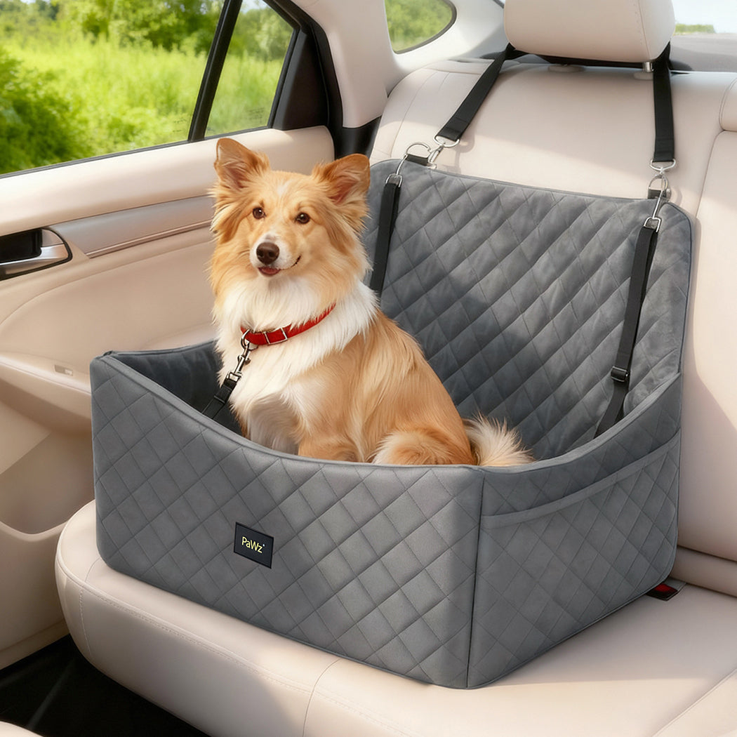 Pawz Dog Car Seat Booster with Safety Belt  Leashes  for Large Sized Dogs Grey-2100034987809181703