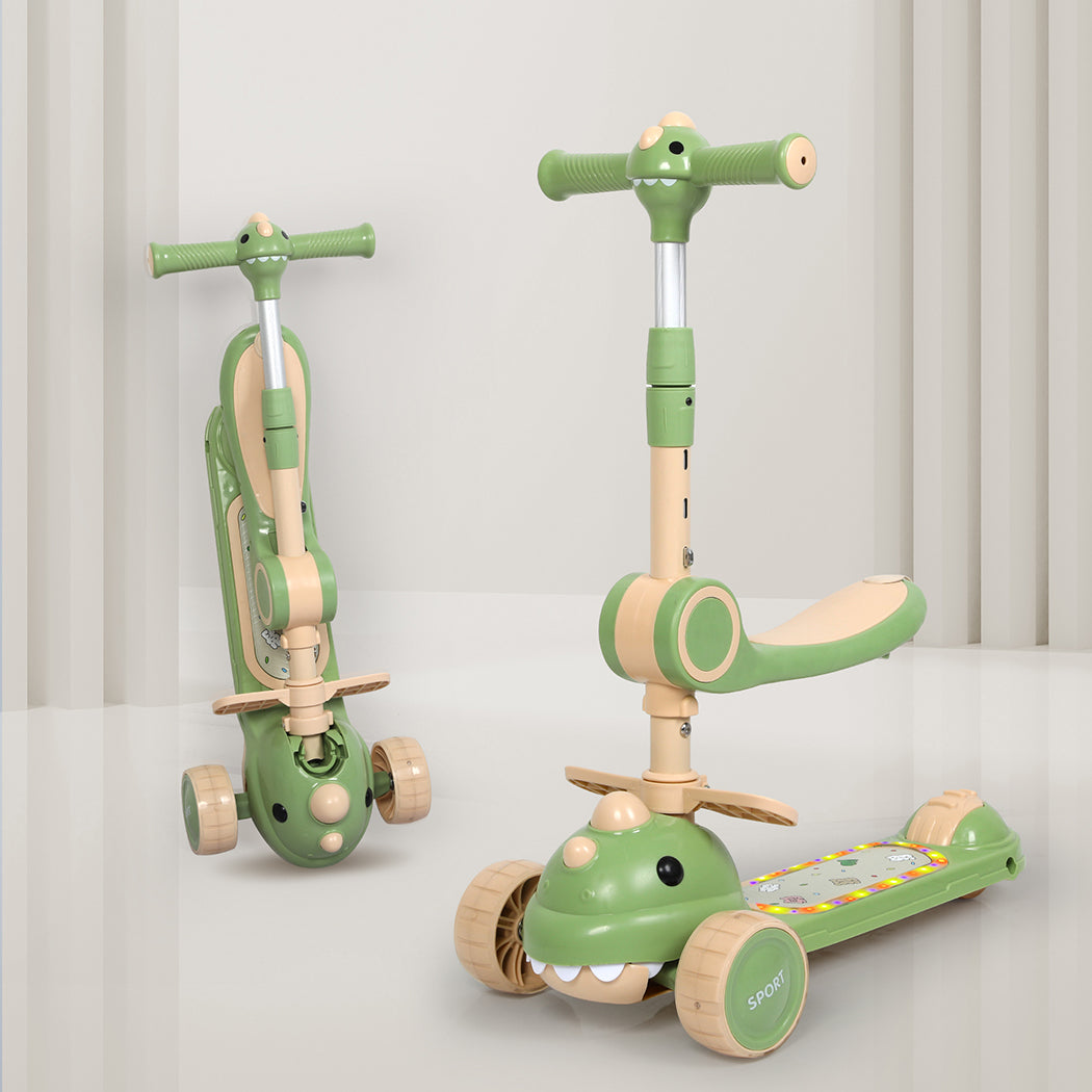 BoPeep Foldable Kids Scooter Flip-able Seat Green