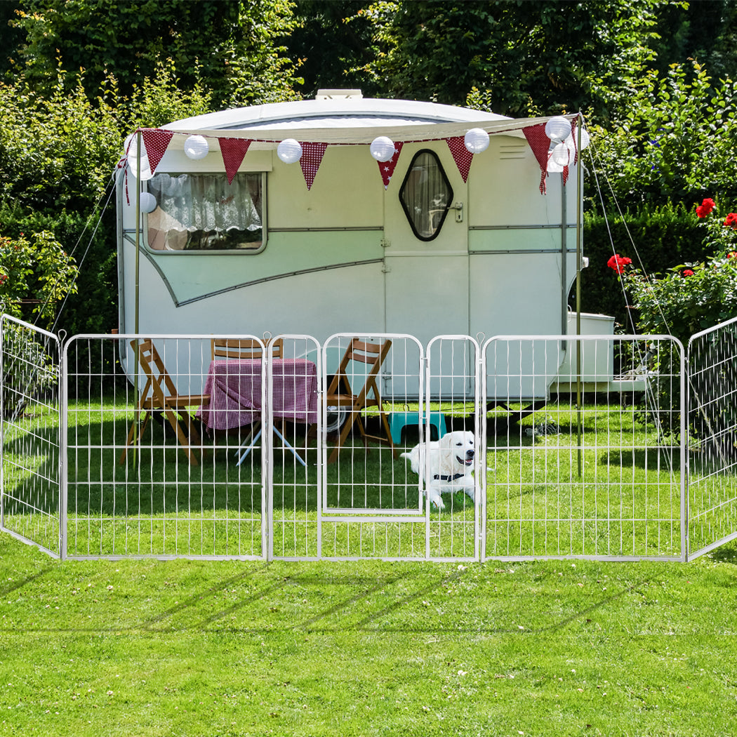 PaWz 8 Panel 40'' Pet Dog Playpen Puppy White 2.5kg Venison-1864183335576801287