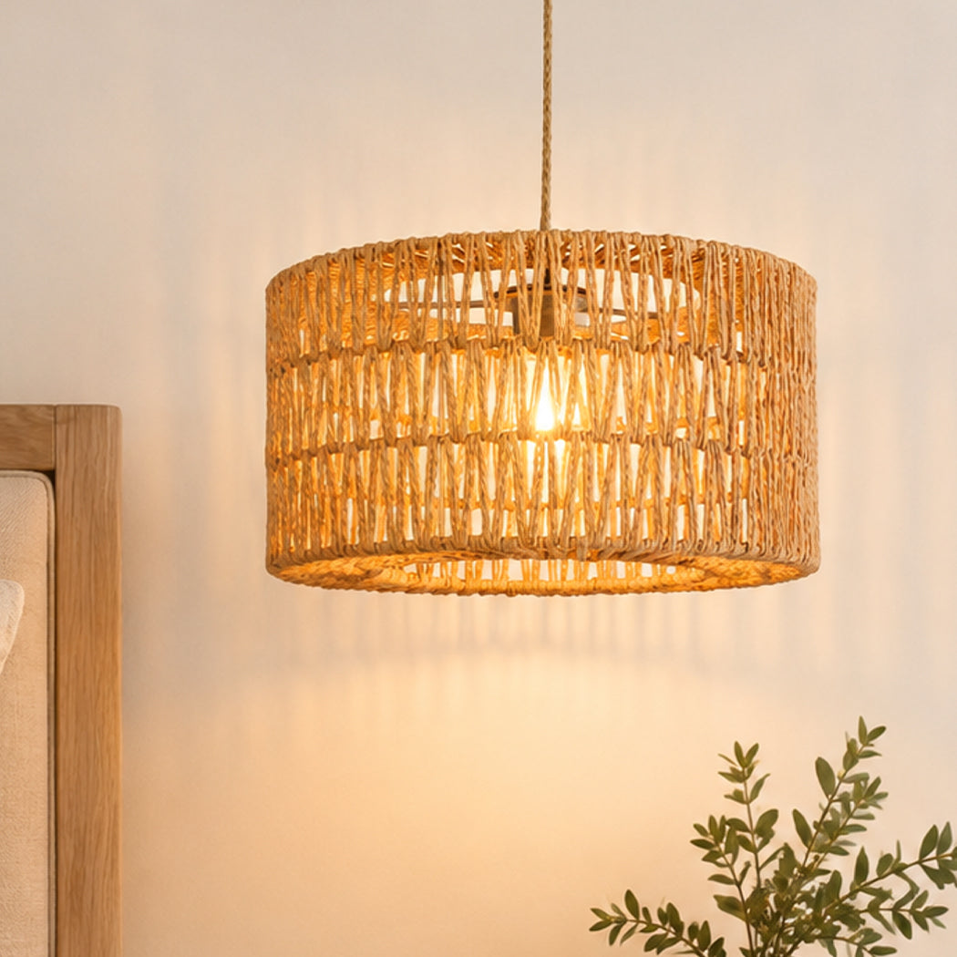 Emitto Ceiling Pendant Light Shade Boho Woven Lamp Cover Home Decor Yellow-2100034974035087367