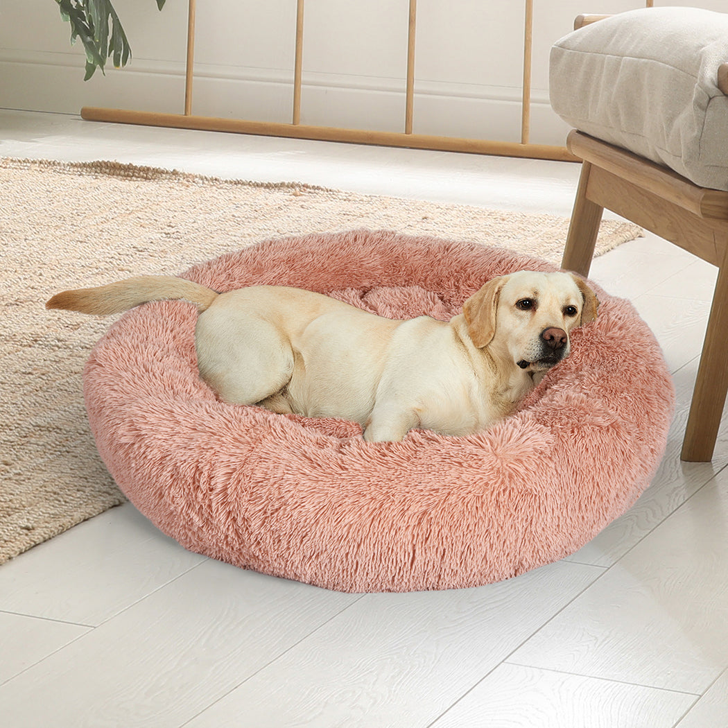 PaWz Pet Bed Cat Dog Donut Nest Calming M Pink Medium-2018816641391005703