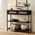 Levede Console Table with Drawers 3-Tier Slim Hallway Table 80cm Entryway Black-2109799589392093193