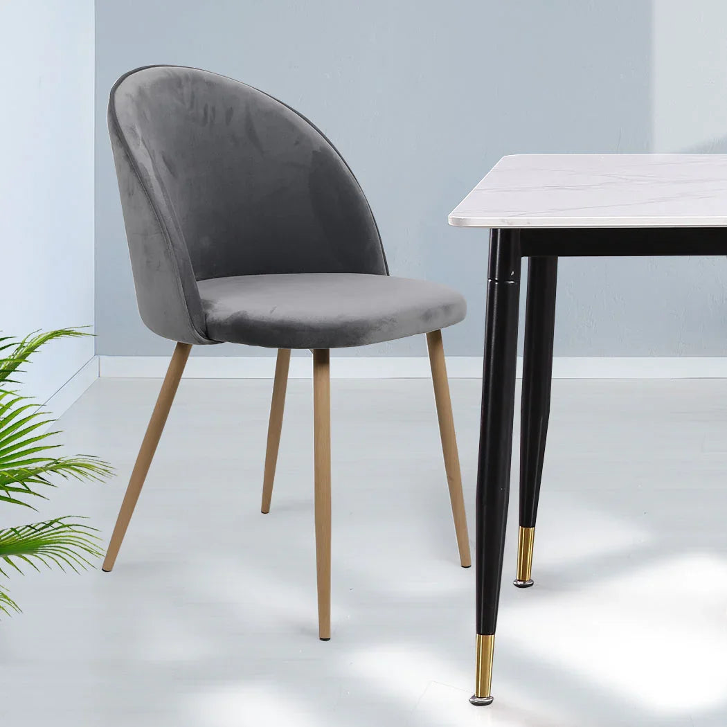 Levede 2x Dining Chairs Seat French Grey-2006733258494185479
