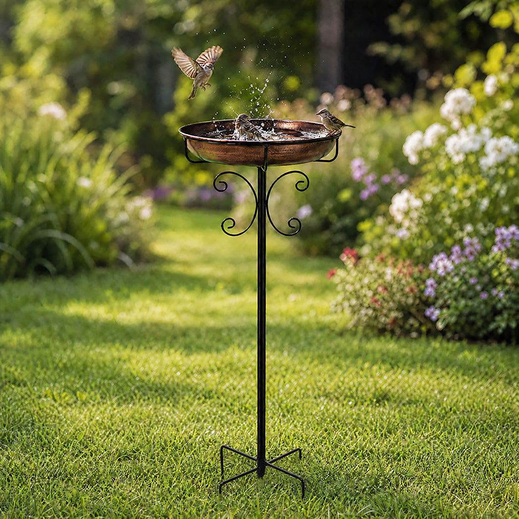 Toque Bird Bath Feeder Outdoor Garden Freestanding Metal Weather Resistant 100cm-2061251870604791815