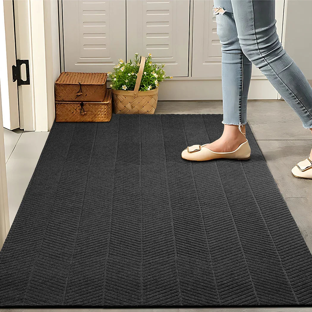Marlow Extra Large Floor Rug Non Slip 90cm x 305cm Grey-2018816747930521607