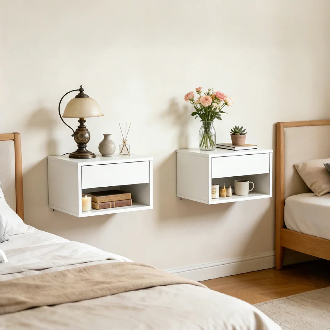 Levede 2 Floating Bedside Tables Side Table Storage Nightstand Bedroom Cabinet-2050056780842668039