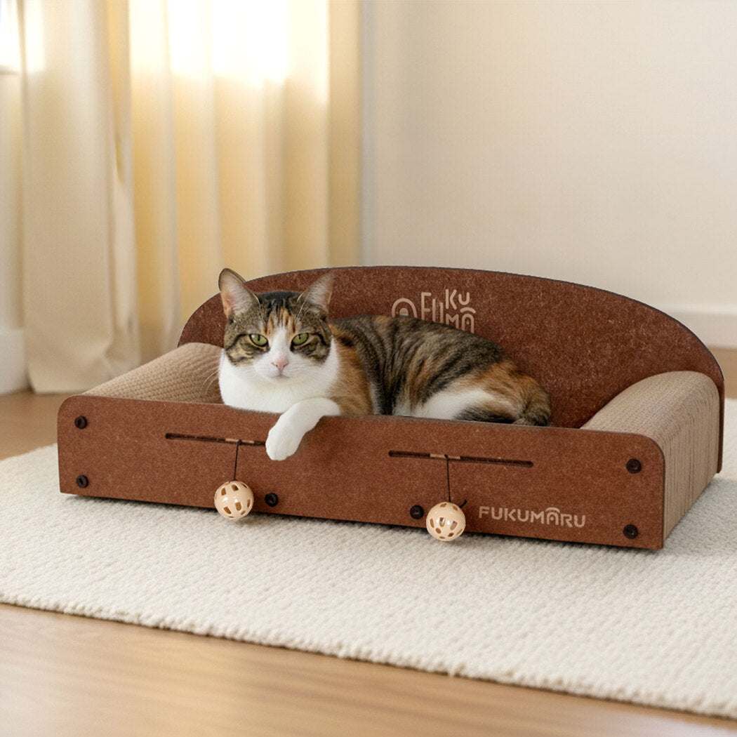 Pawz Cat Scratching Board Corrugated Cardboard 2 Balls-2050056797095596039