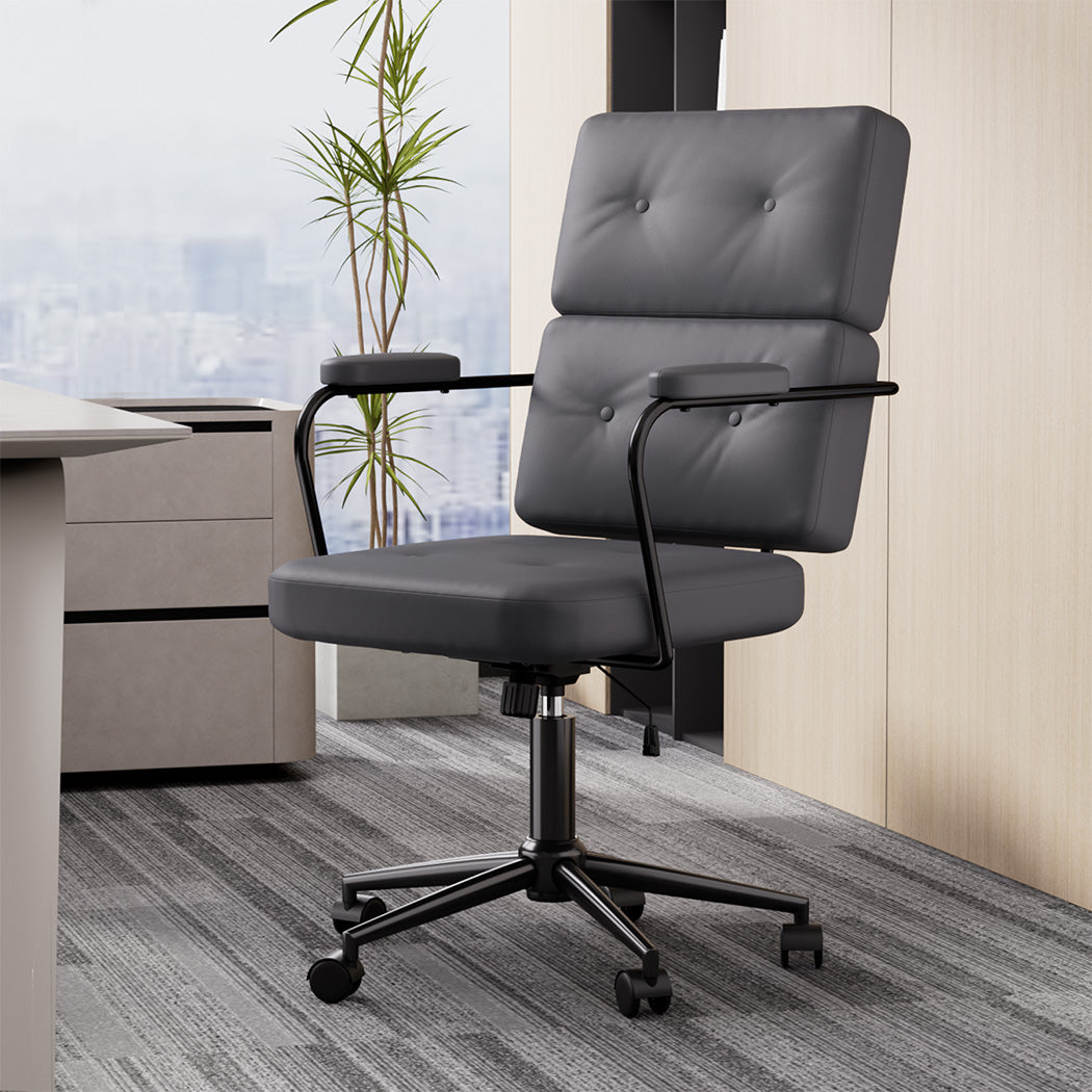 LEVEDE Ergonomic Office Chair Computer PU Grey-1910149779141300231
