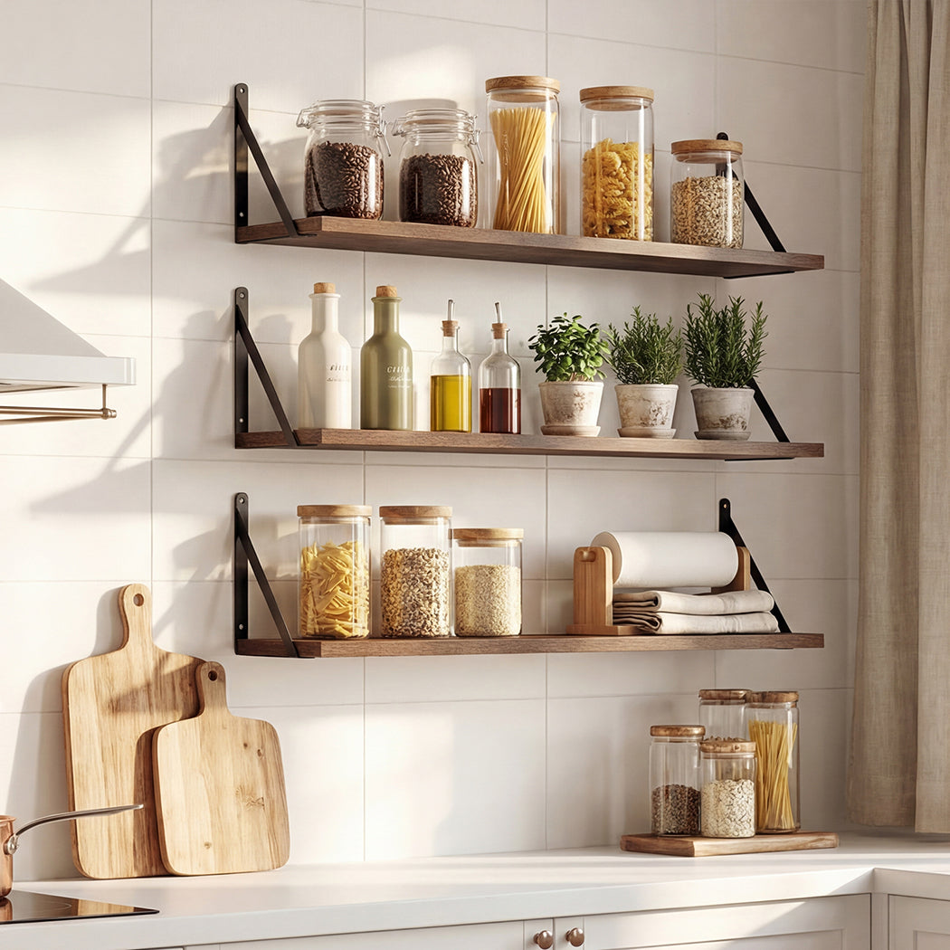 Levede Floating Shelves 3 Pcs Wall Mounted Rustic Storage Display Rack Bedroom-2072893561120100359