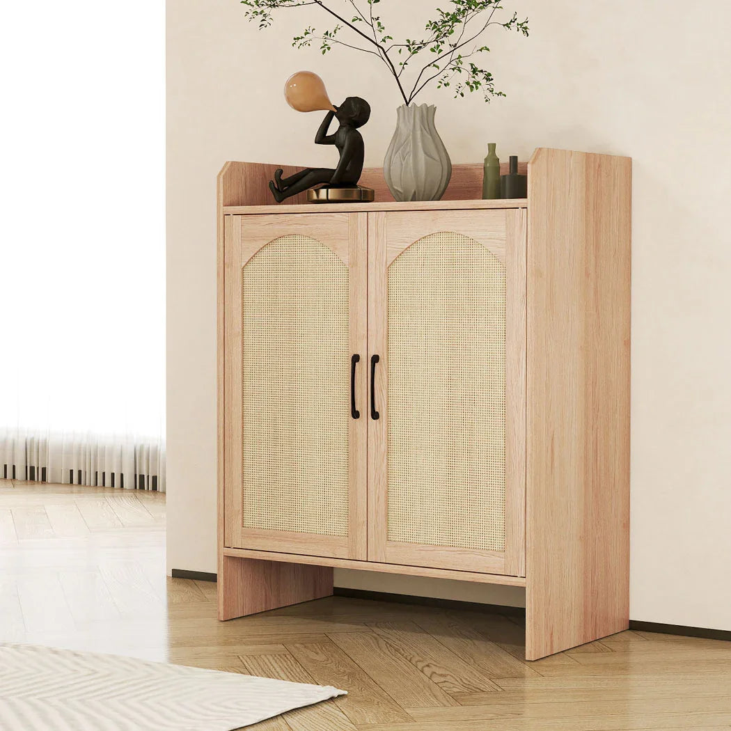 Levede 5 Tier Shoe Cabinet Wooden Double Door Storage Rack Organiser Entryway-2050056773213229064
