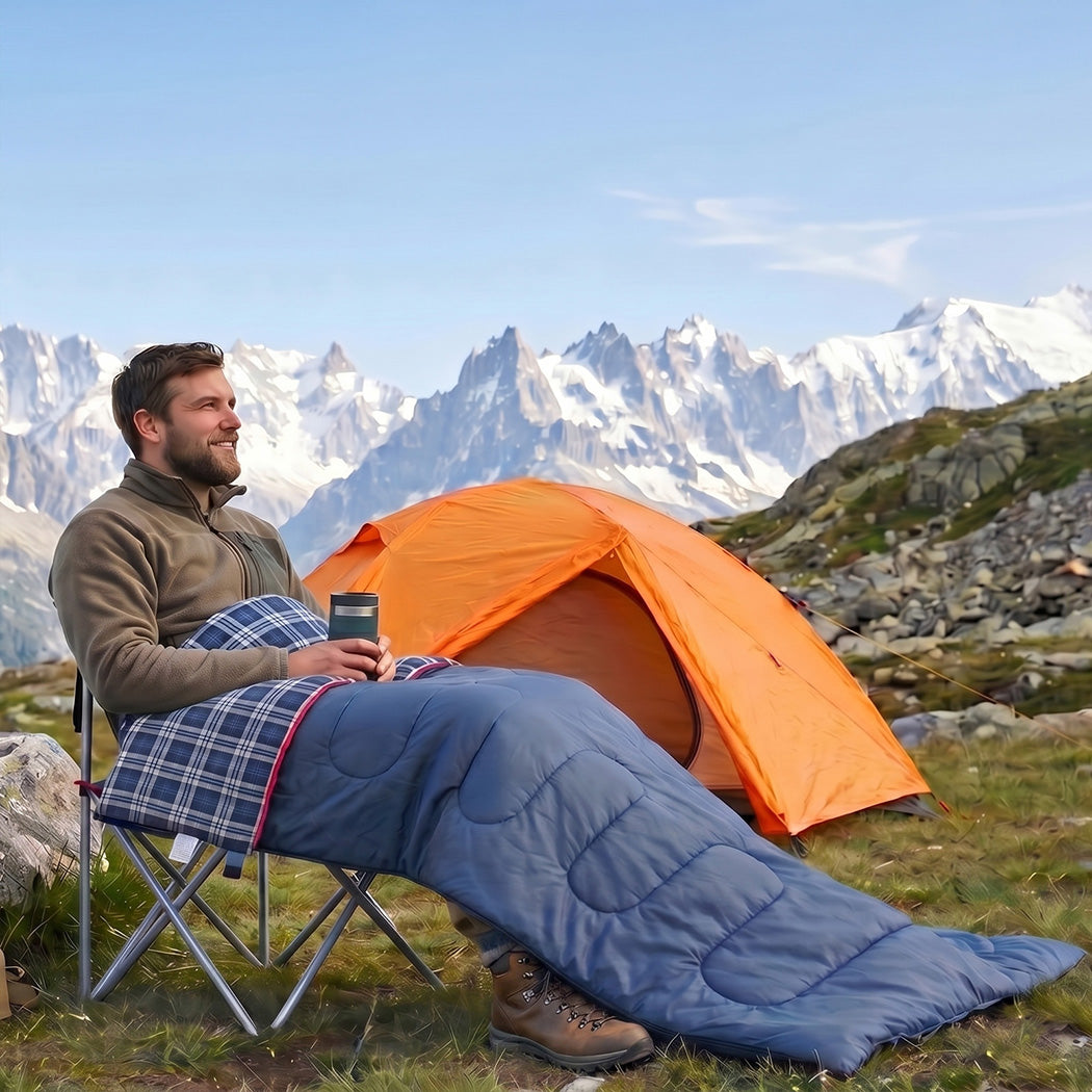 Mountview Sleeping Bags Single Camping Hiking 3-Season Thermal Blue 0°C-15°C-2050059022987563015