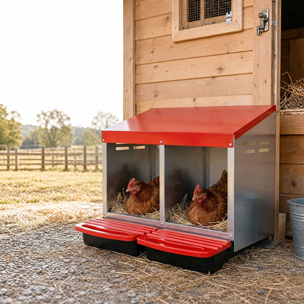Pawz Chicken Nesting Boxes 2 Hole for Rolling Egg Collectio Inside Outside-2061251867299680263