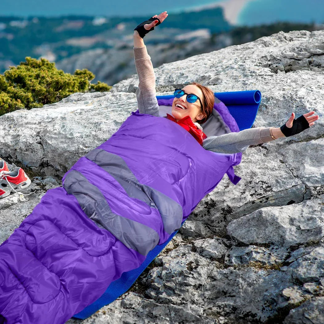 Mountview Single Sleeping Bag Bags Outdoor Purple-2029387242174287879