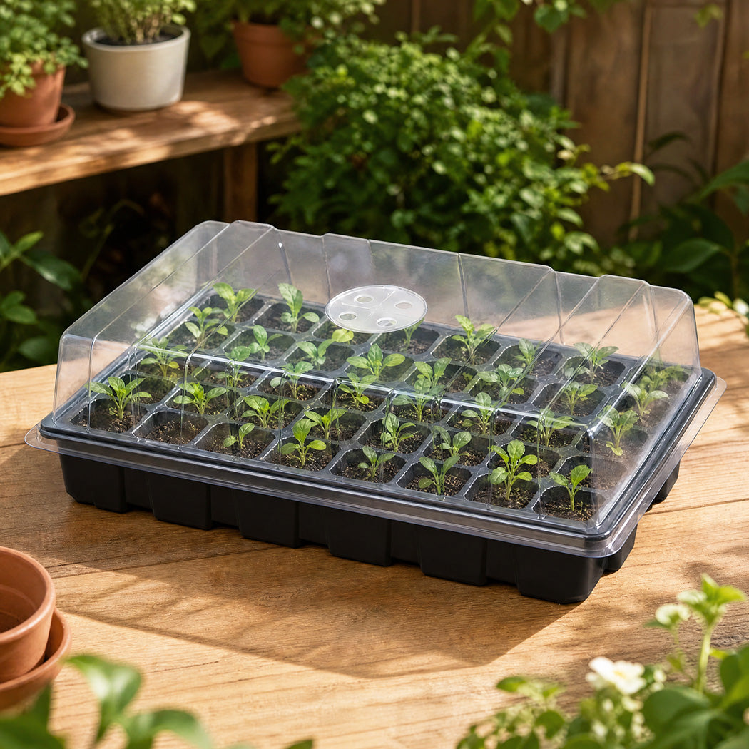 Toque Seedling Tray 5 Pack Starter Kit With Vented Dome For Greenhouse Black-2100034985904967687