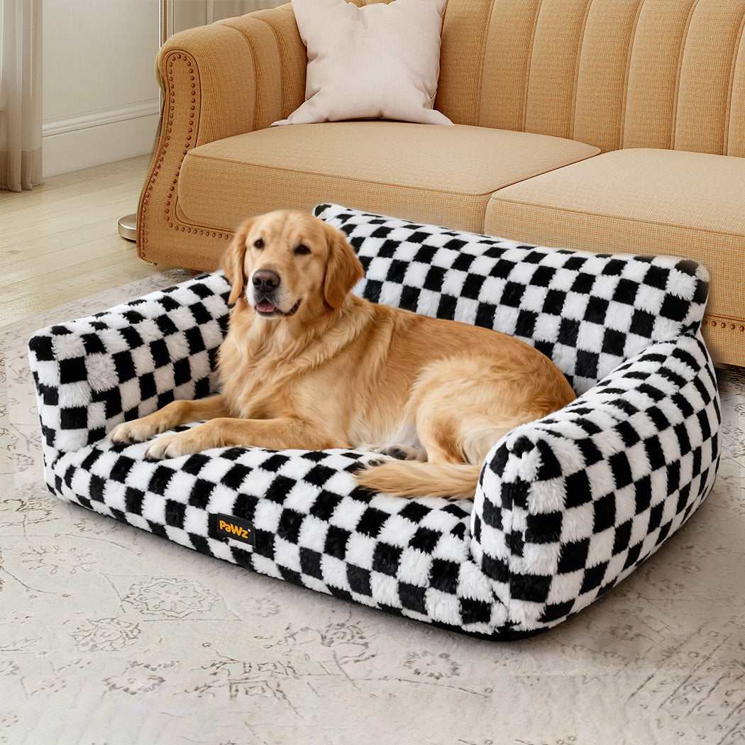 Pawz Pet Bed Plush Checkered Dog Bed Washable Cat Bed-2050056801633832967