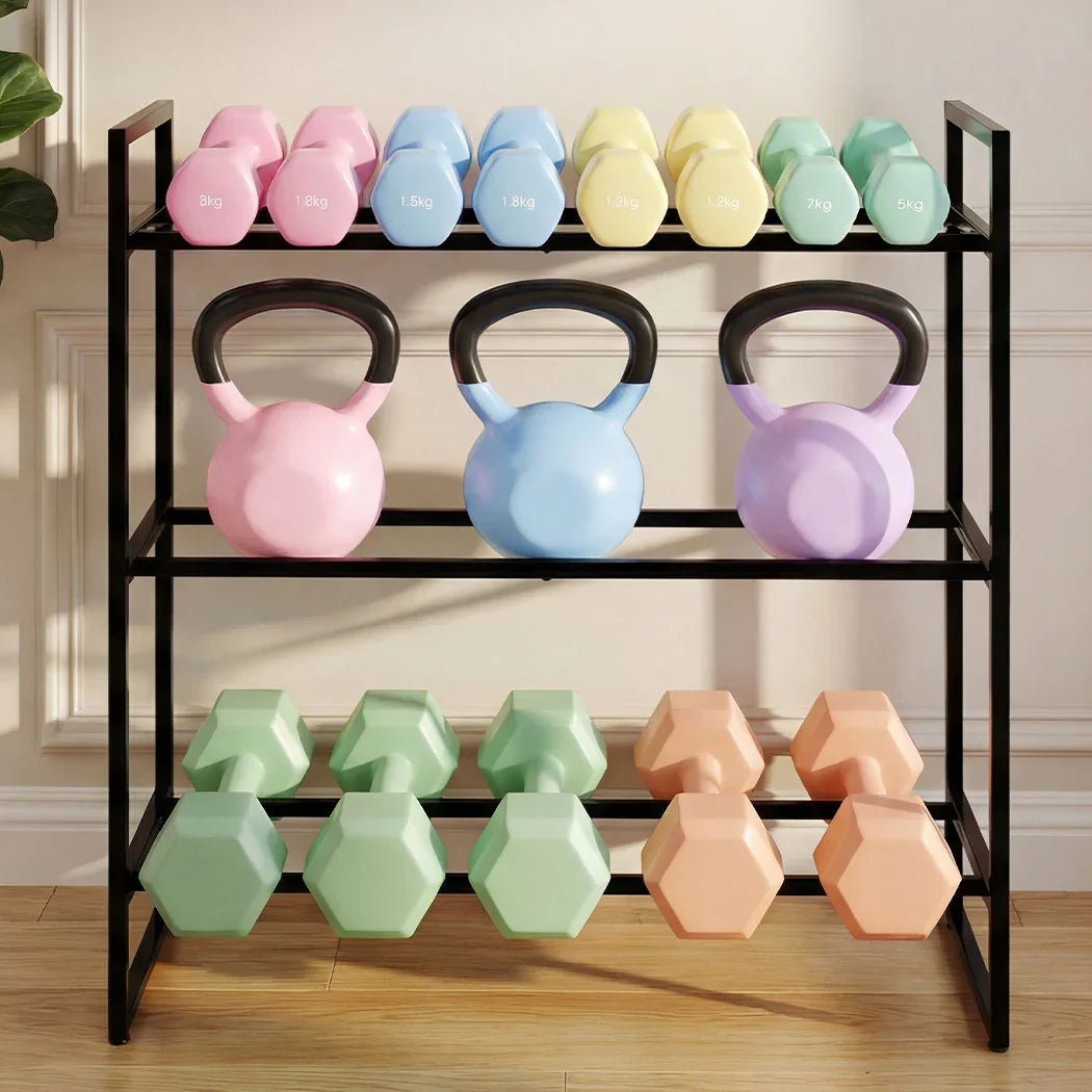 Centra Dumbbell Rack 3 Tier Weight Storage Organiser Stand Holder Home Gym 270kg-2050056768024875015
