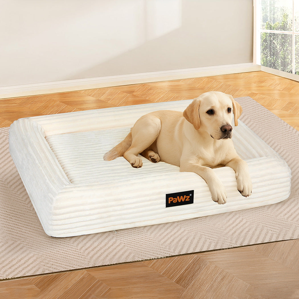 Pawz XL Size Orthopedic Dog Bed with Corduroy Removable Cover Waterproof Washable Beige-2065254249515847687