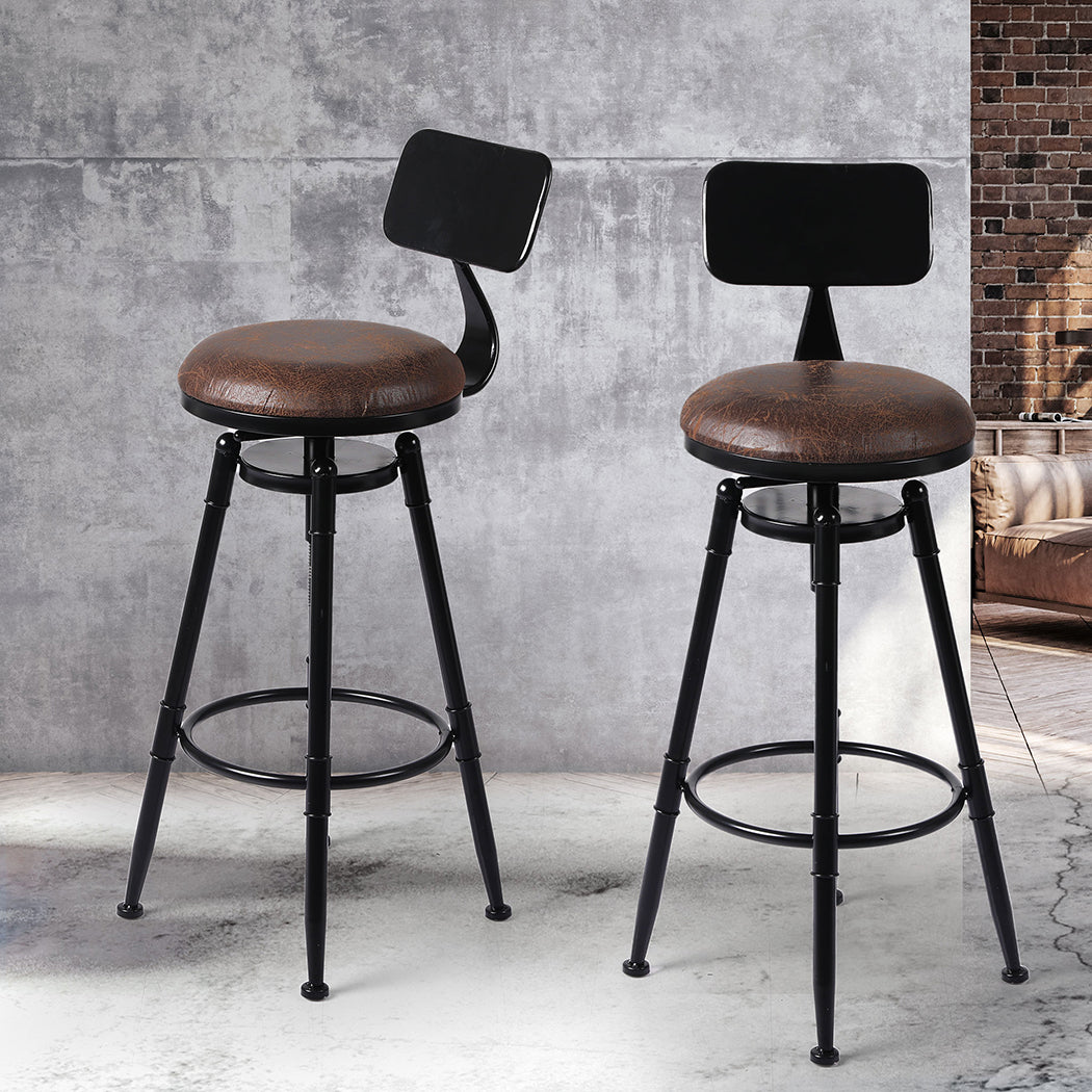 Levede 2x Bar Stool Kitchen Wooden PU-1864183225379852295