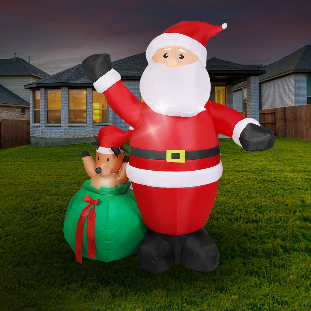 Santaco Christmas Inflatable Outdoor Santa Claus Elk 2.2M Xmas Decoration Light-1950769999102742535